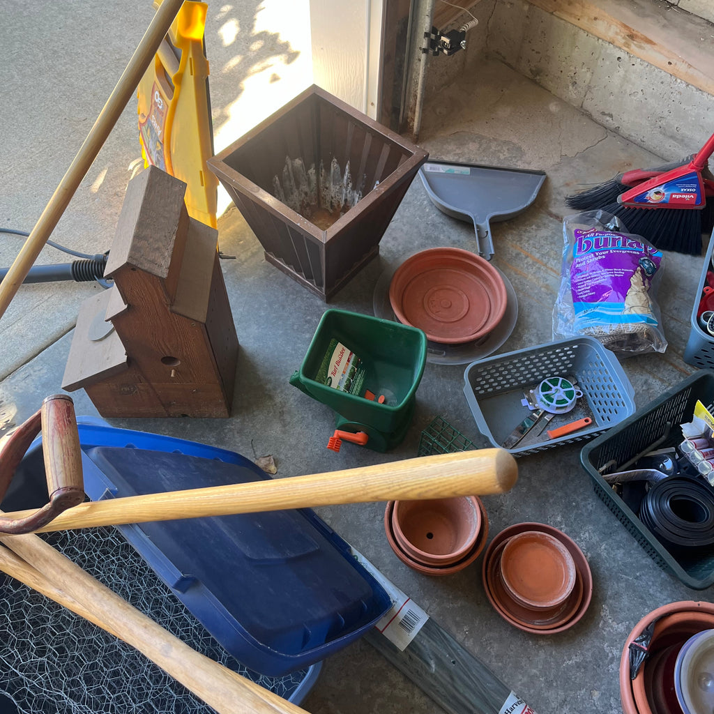 X306 Garage Grouping (fertilizer spreader and more)