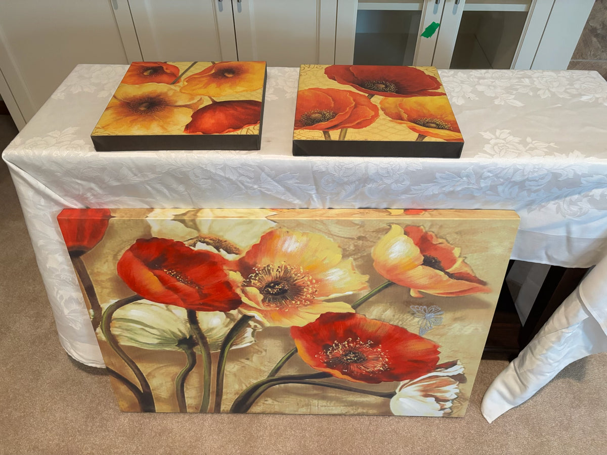 X124 Set of 3 floral canvases