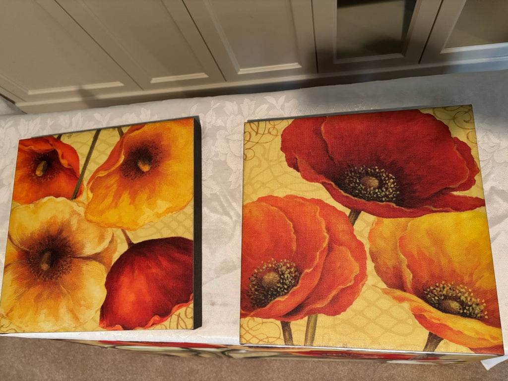 X124 Set of 3 floral canvases