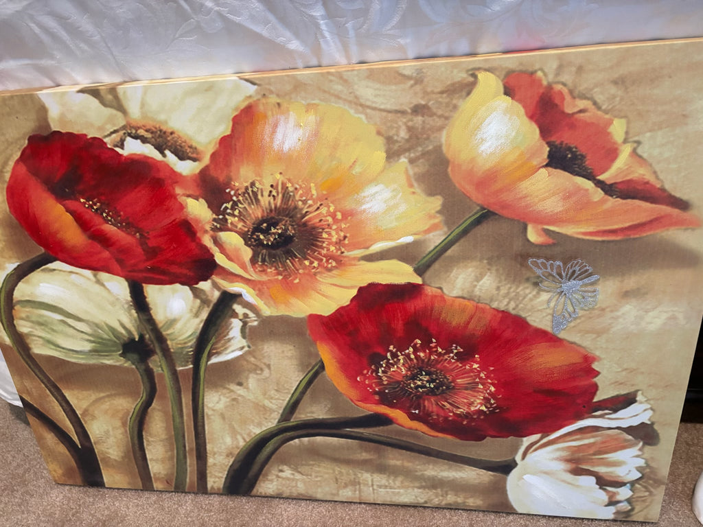 X124 Set of 3 floral canvases