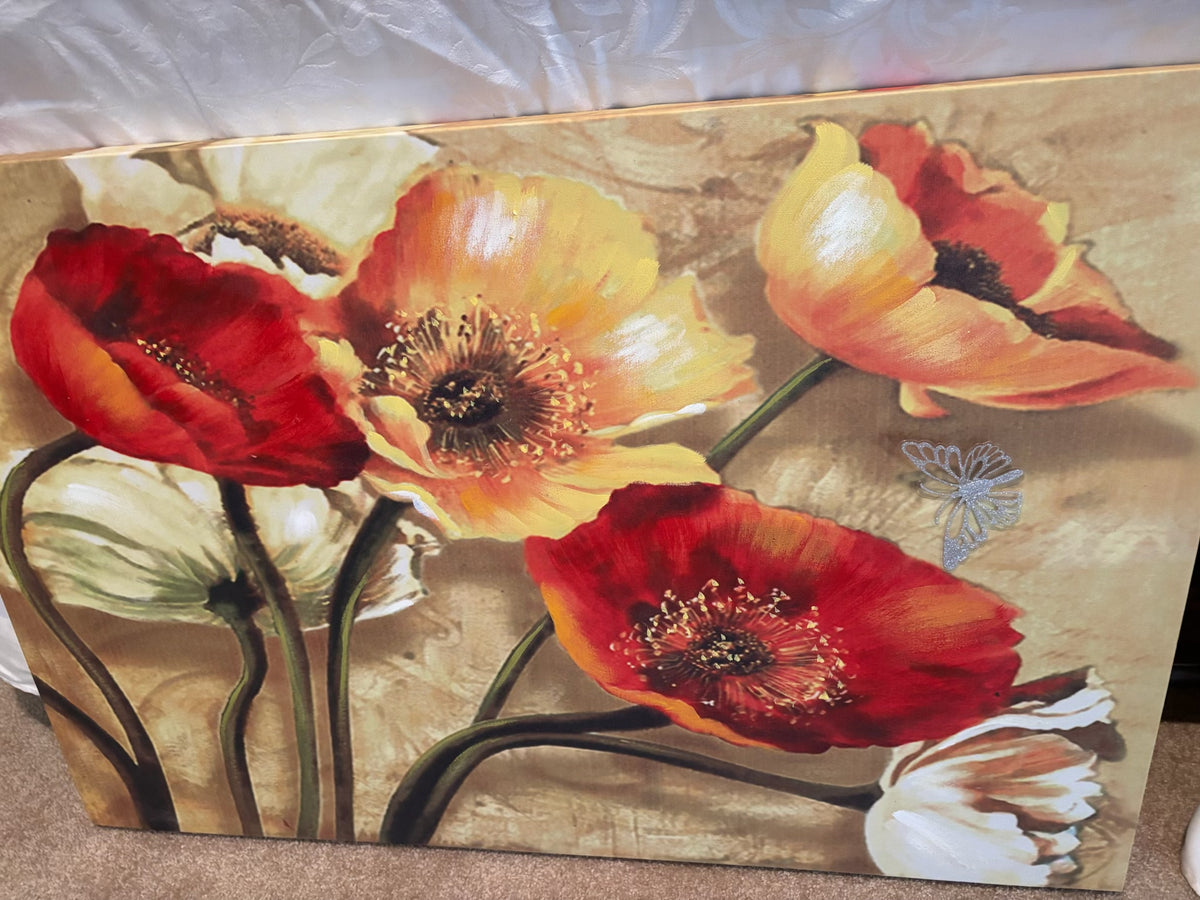 X124 Set of 3 floral canvases