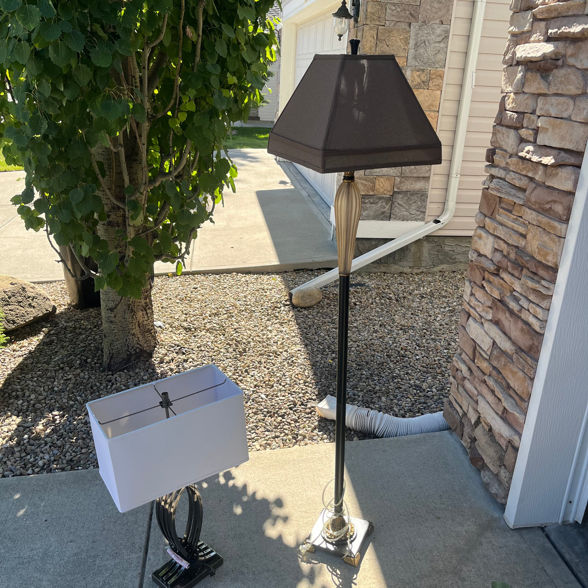 X310 Vintage Lamp Grouping (one table lamp with metal base and one metal base floor lamp)