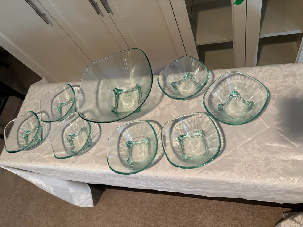 X126 8 piece glass salad bowl and salad plates grouping