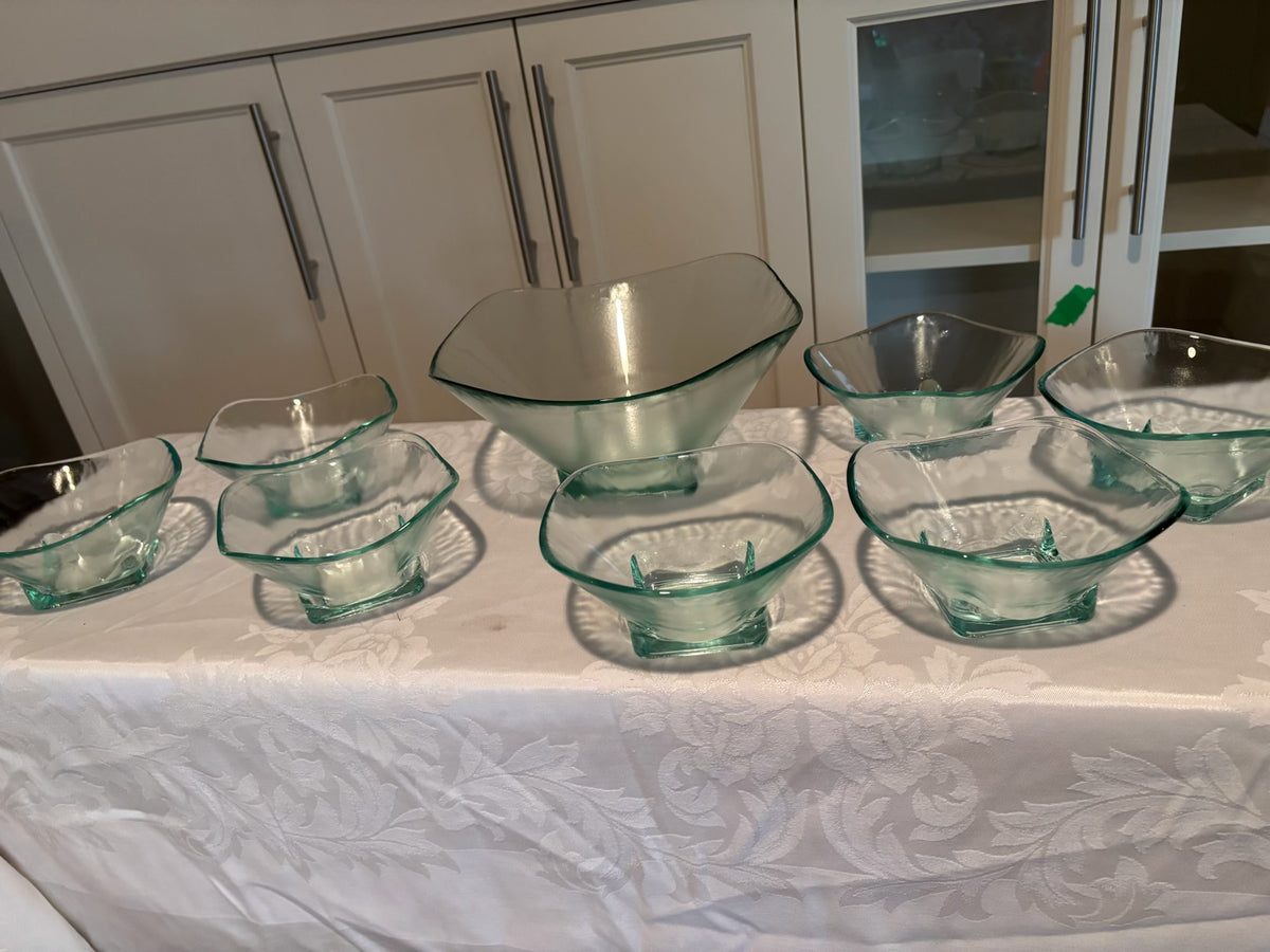 X126 8 piece glass salad bowl and salad plates grouping