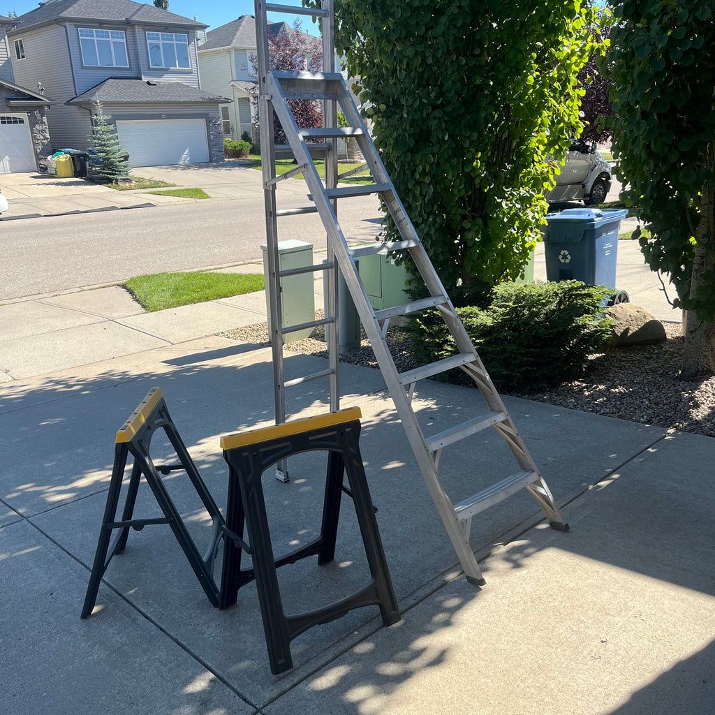 X316 Ladder and sawhorse grouping
