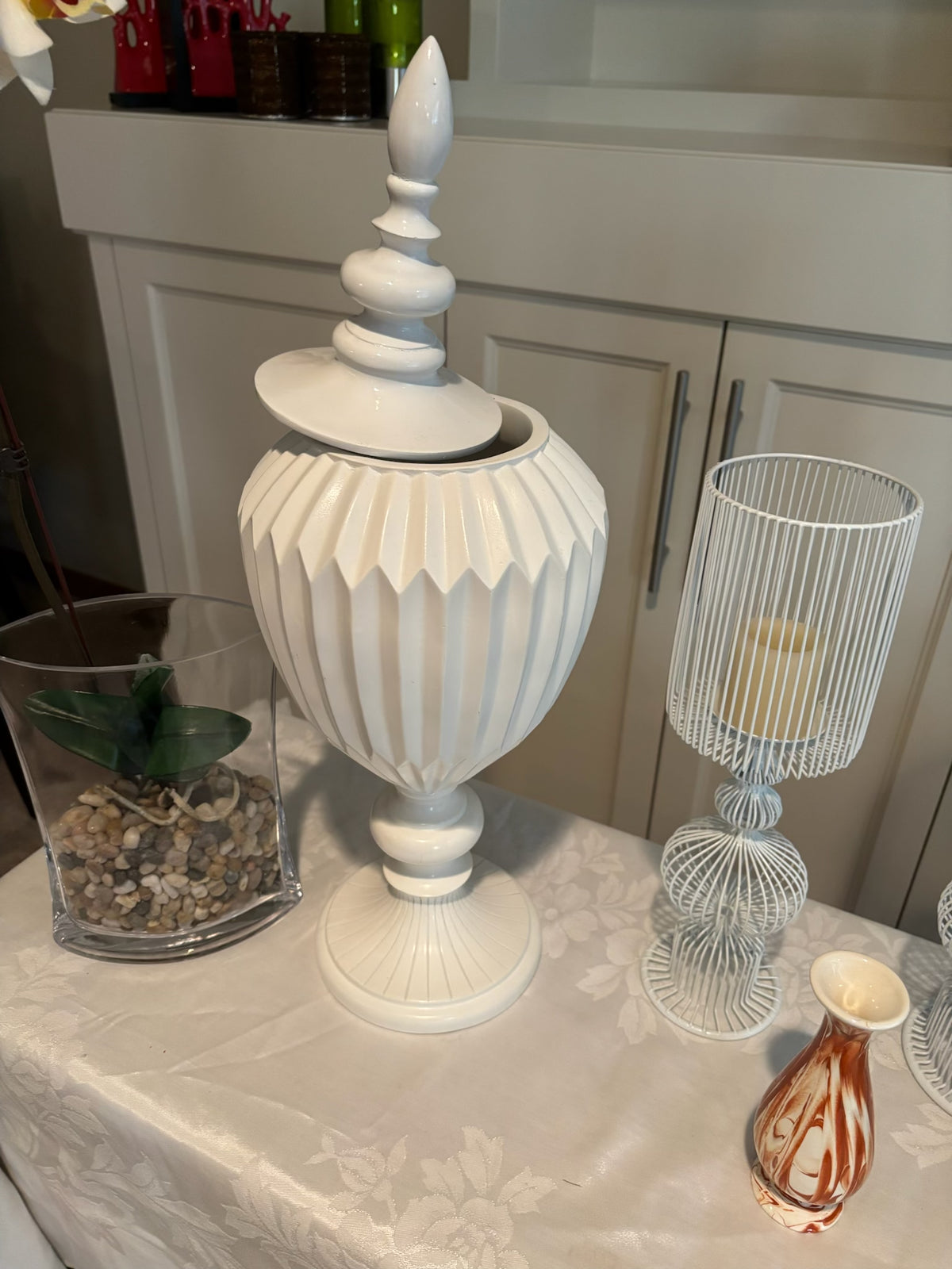 X131 White Decor Grouping (candle stands and more)
