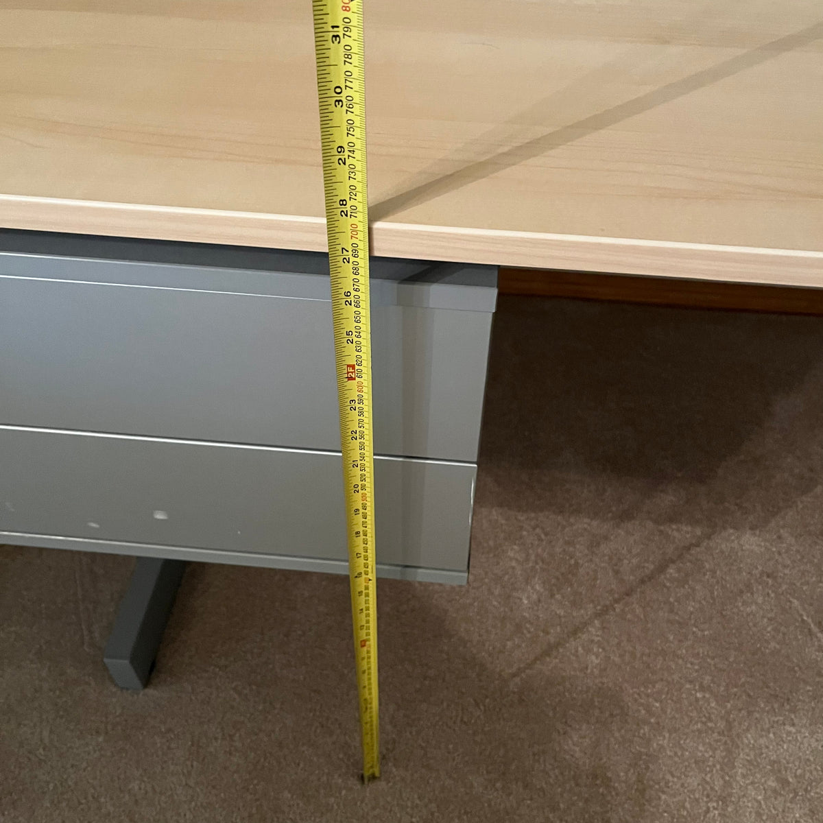 X160 Metal framed desk with wooden top and single drawer