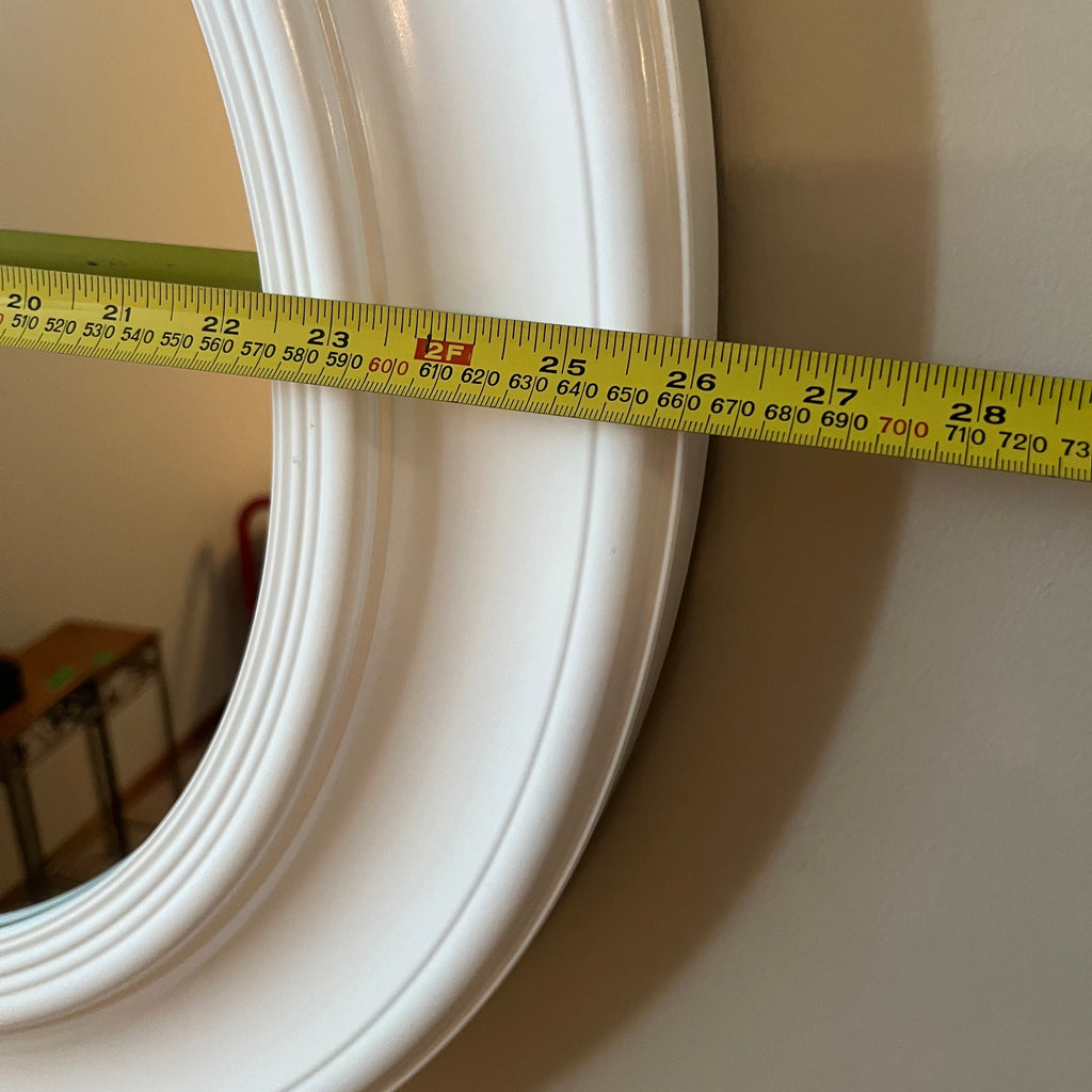 X162 White framed round wall mirror (25" diamter)