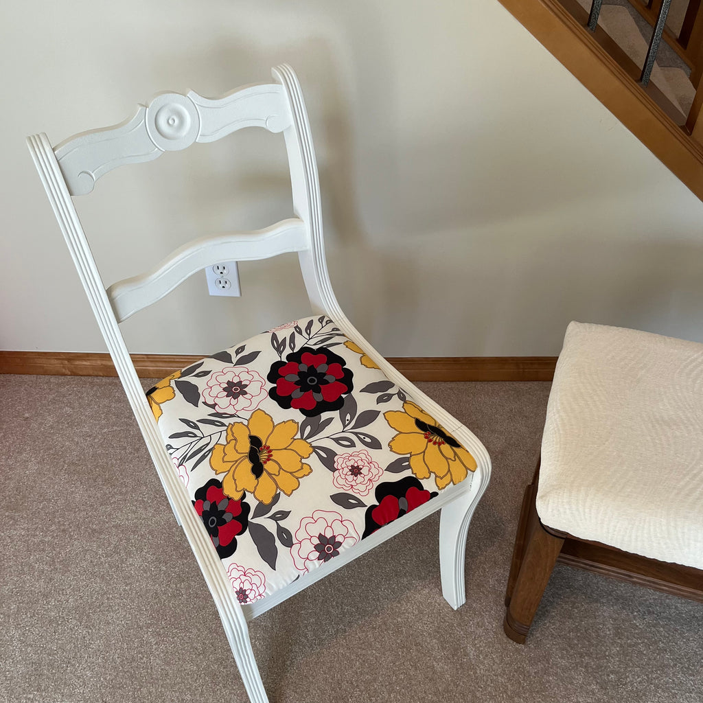X165 Vintage chair and footstool grouping