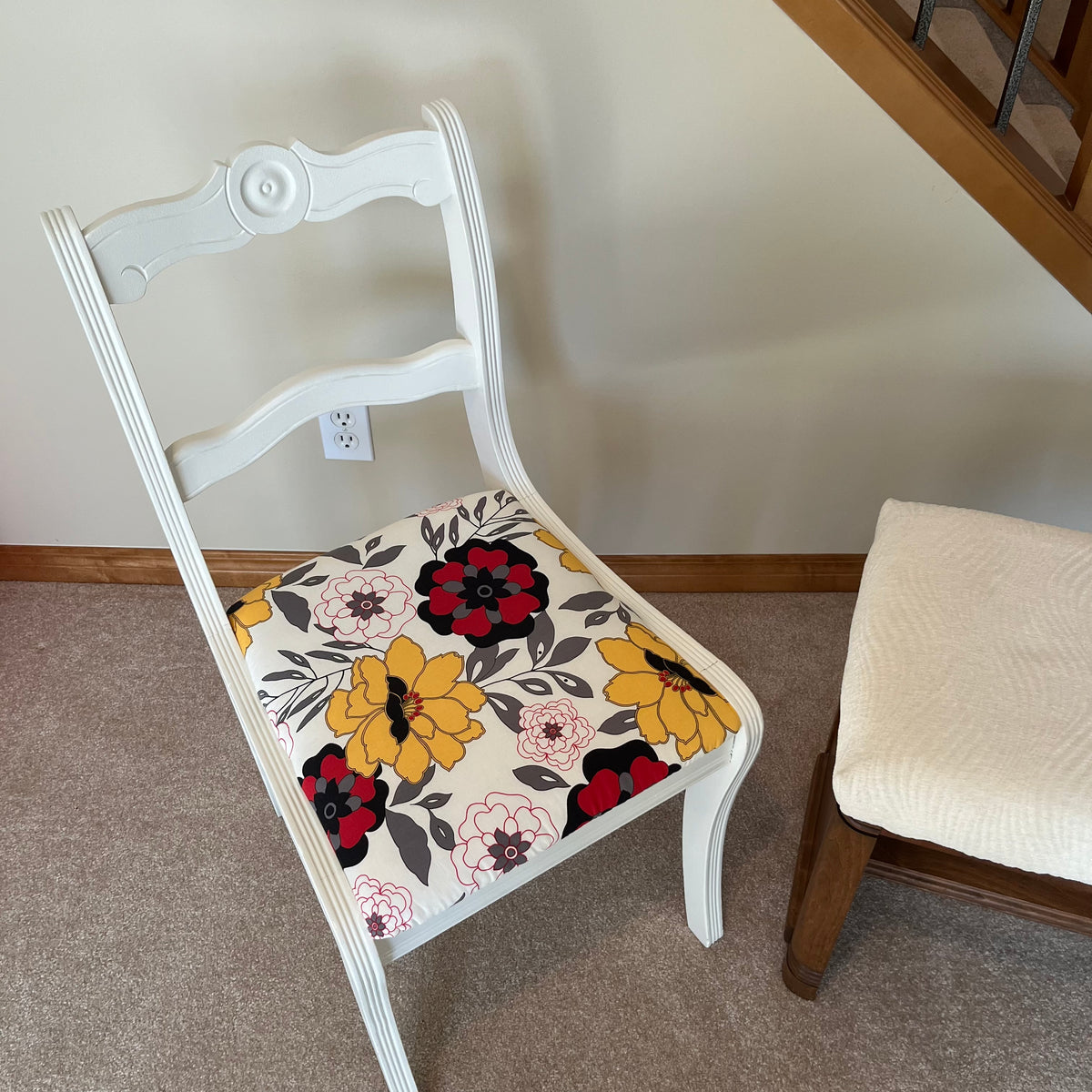 X165 Vintage chair and footstool grouping