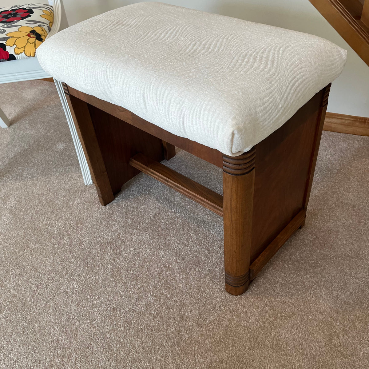 X165 Vintage chair and footstool grouping