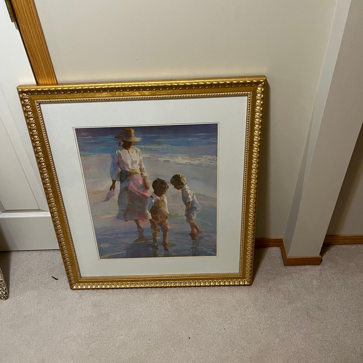 Y336A 33" x 29" Gold framed mother with children print