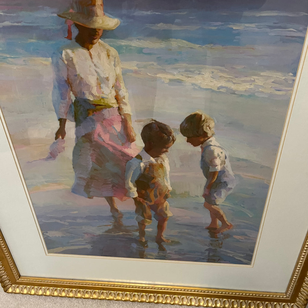 Y336A 33" x 29" Gold framed mother with children print