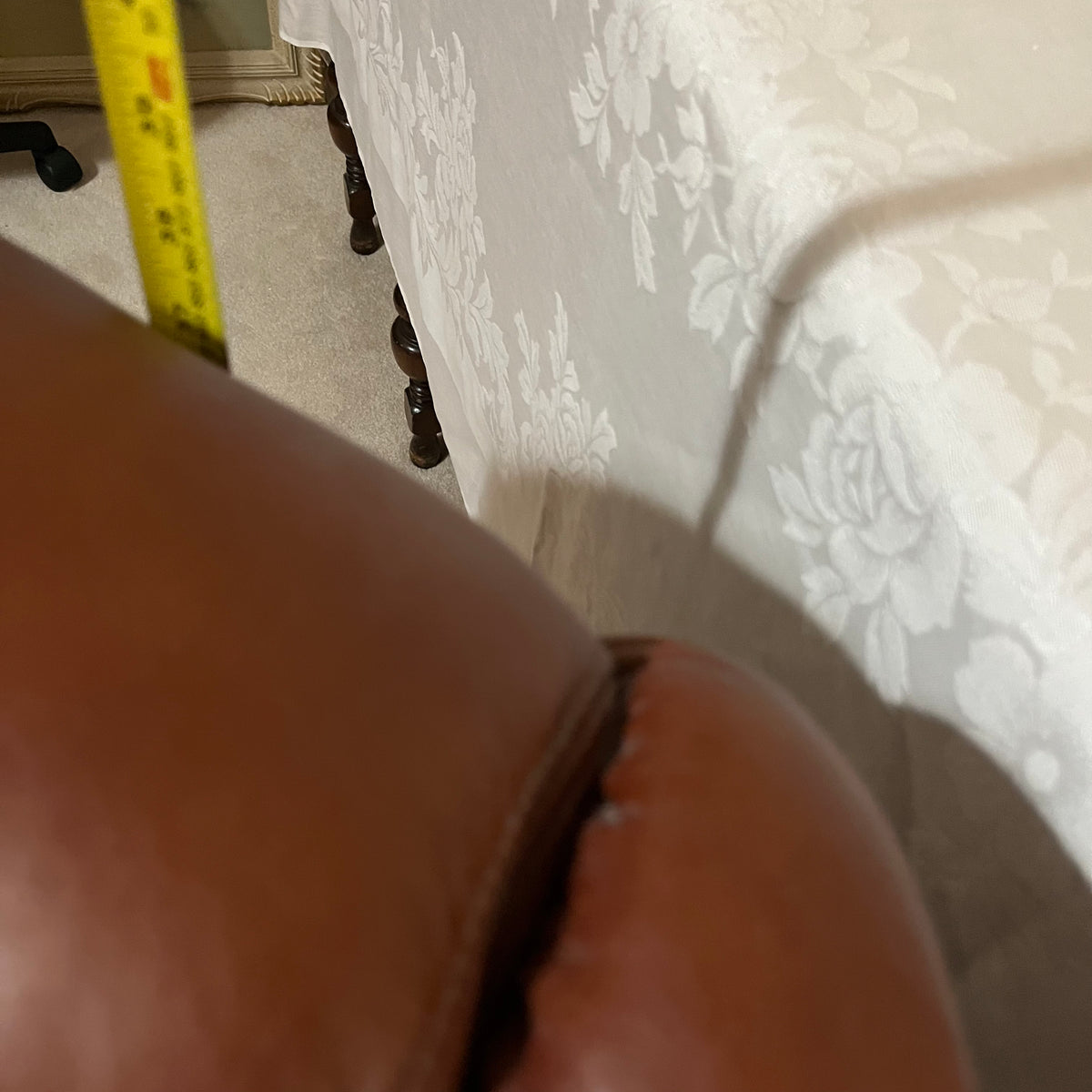 Y338A Brown leather glider/recliner with matching ottoman