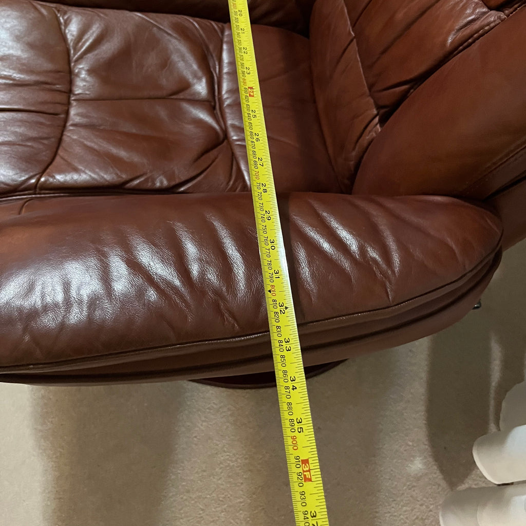 Y338A Brown leather glider/recliner with matching ottoman