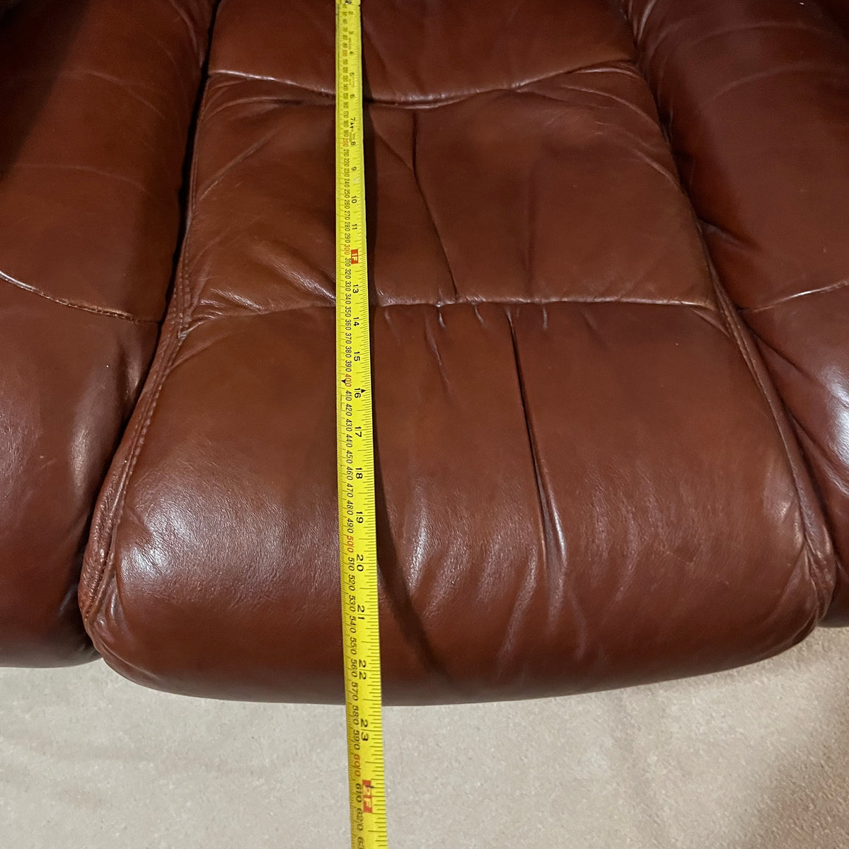 Y338A Brown leather glider/recliner with matching ottoman