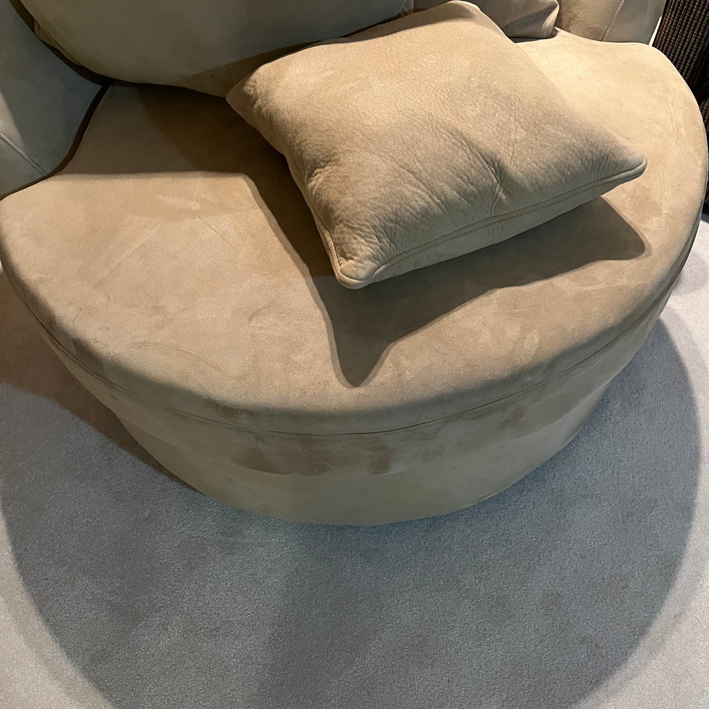 Y340A Oversized Round Chair  in light beige microfibre fabric (spins)