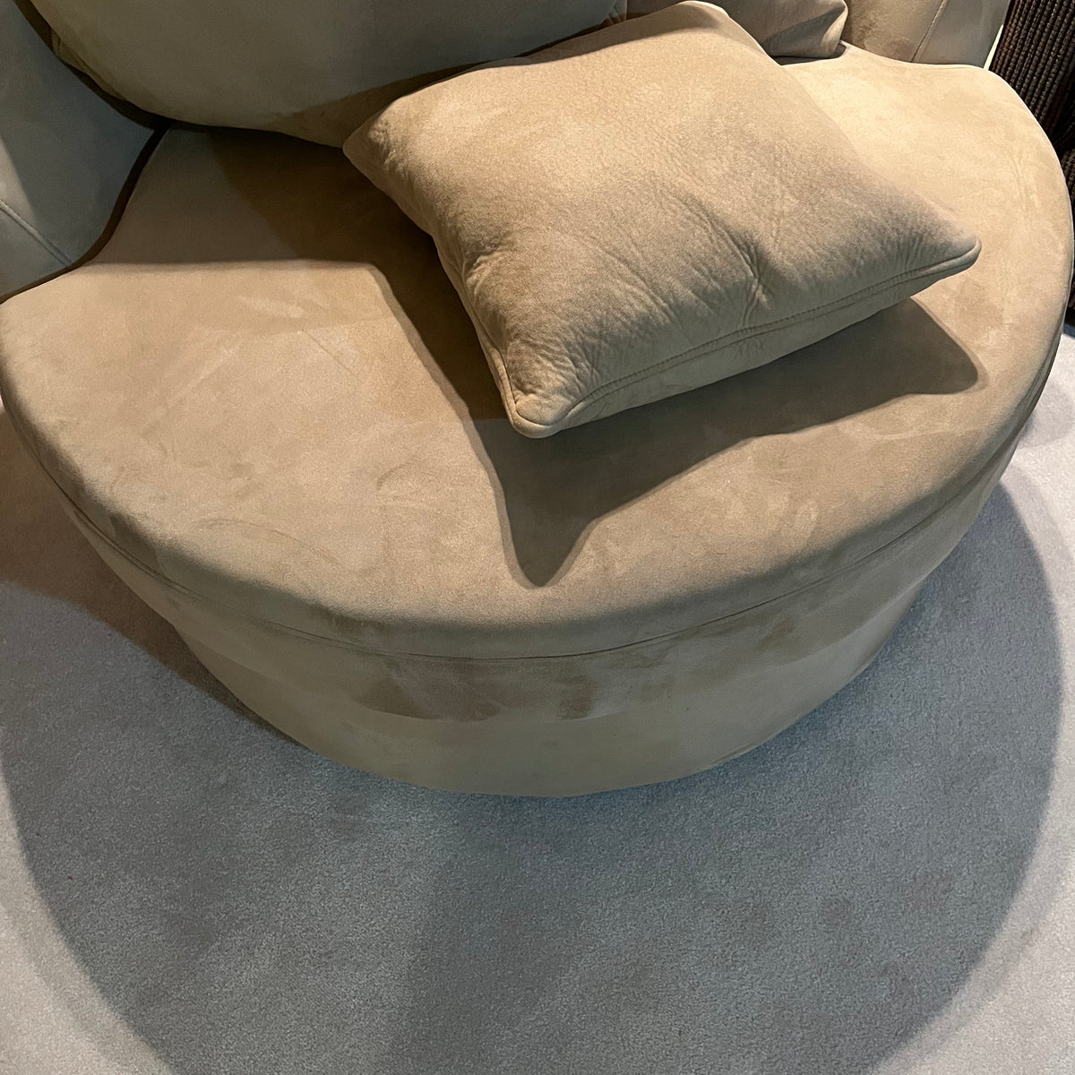 Y340A Oversized Round Chair  in light beige microfibre fabric (spins)
