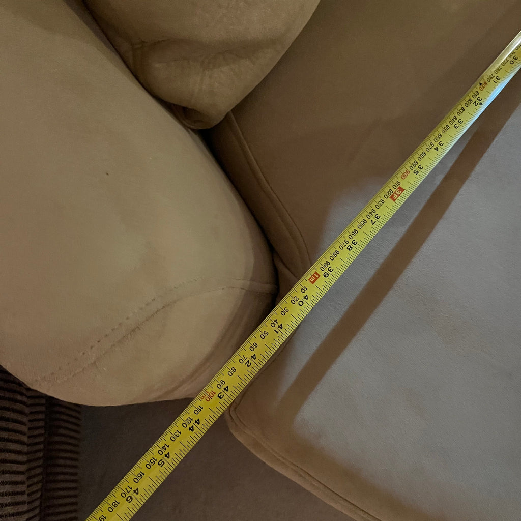 Y340A Oversized Round Chair  in light beige microfibre fabric (spins)