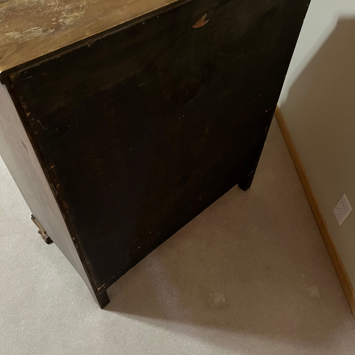 Y300 Antique solid wood 4 drawer serpentine front secretary desk (39" x 33" x 16")