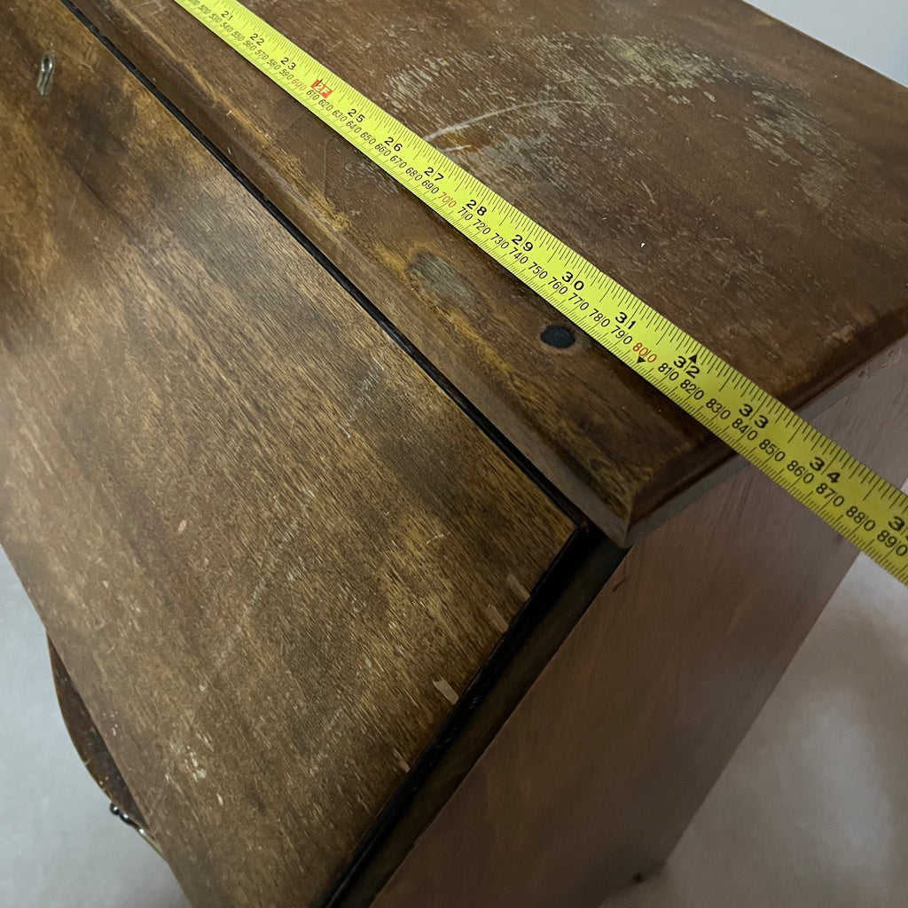 Y300 Antique solid wood 4 drawer serpentine front secretary desk (39" x 33" x 16")