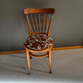 Y103 Vintage wooden chair with floral patterned seat