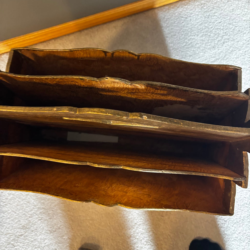 Y104 Antique wooden magazine rack and clothing stool