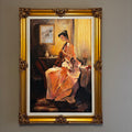 Y106 Vintage original painting on canvas with ornate frame (H. Reimer copy of B. Ho painting)