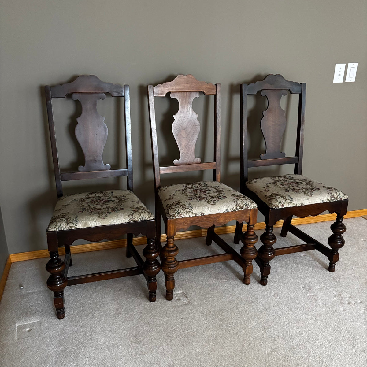 Y108 Set of 6 vintage 1920s oak dining chairs