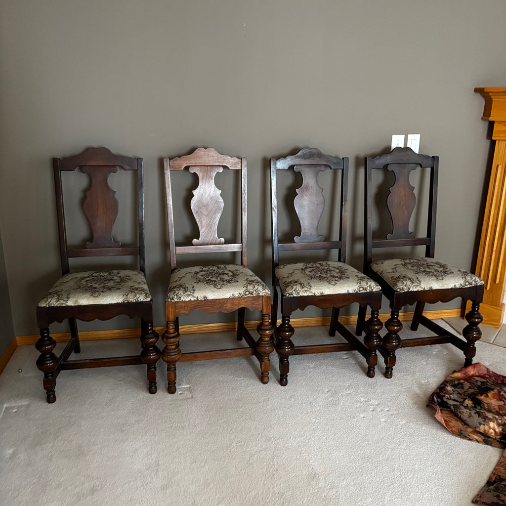 Y108 Set of 6 vintage 1920s oak dining chairs