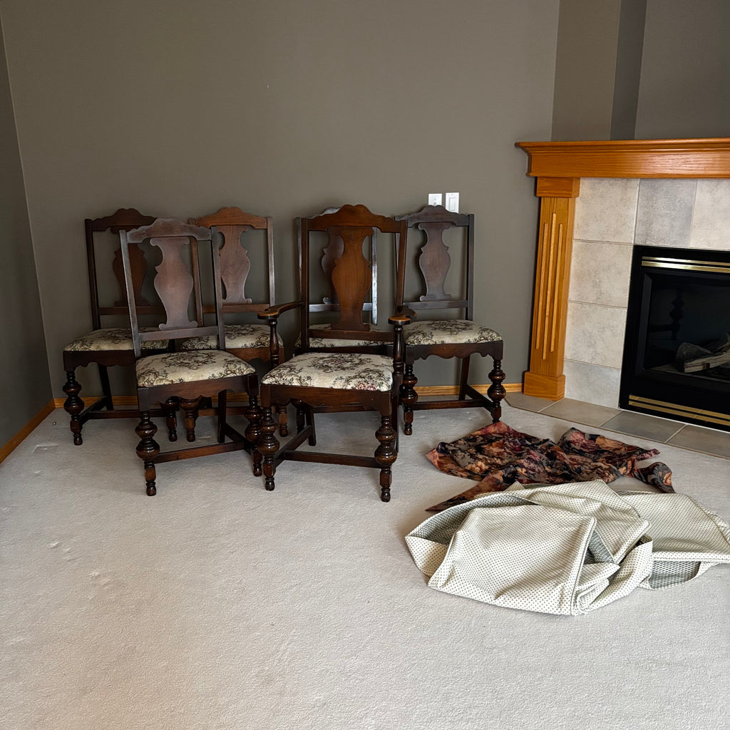 Y108 Set of 6 vintage 1920s oak dining chairs