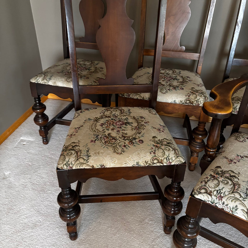 Y108 Set of 6 vintage 1920s oak dining chairs