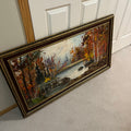Y306 Vintage framed artwork (nature scene, 26" x 27")
