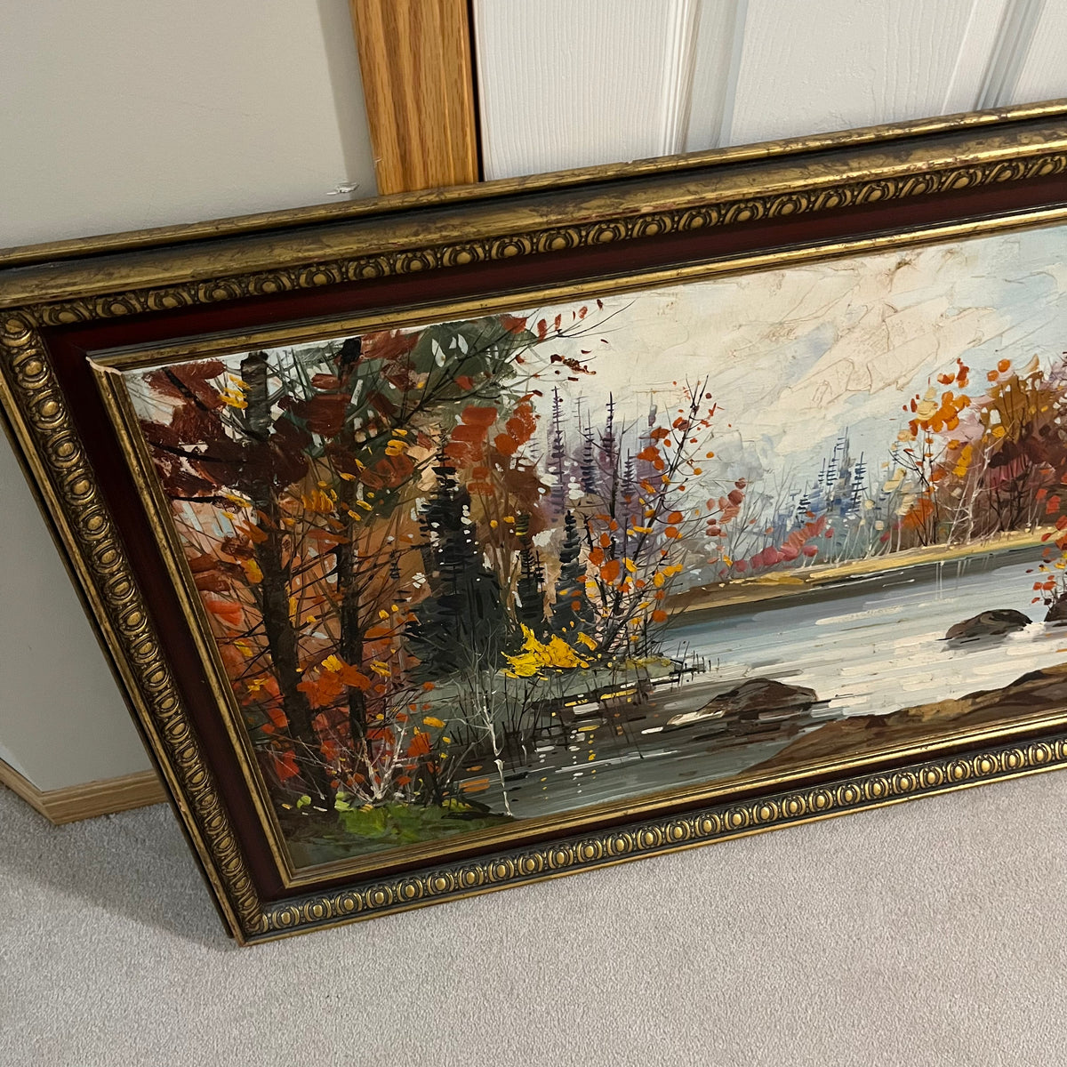 Y306 Vintage framed artwork (nature scene, 26" x 27")
