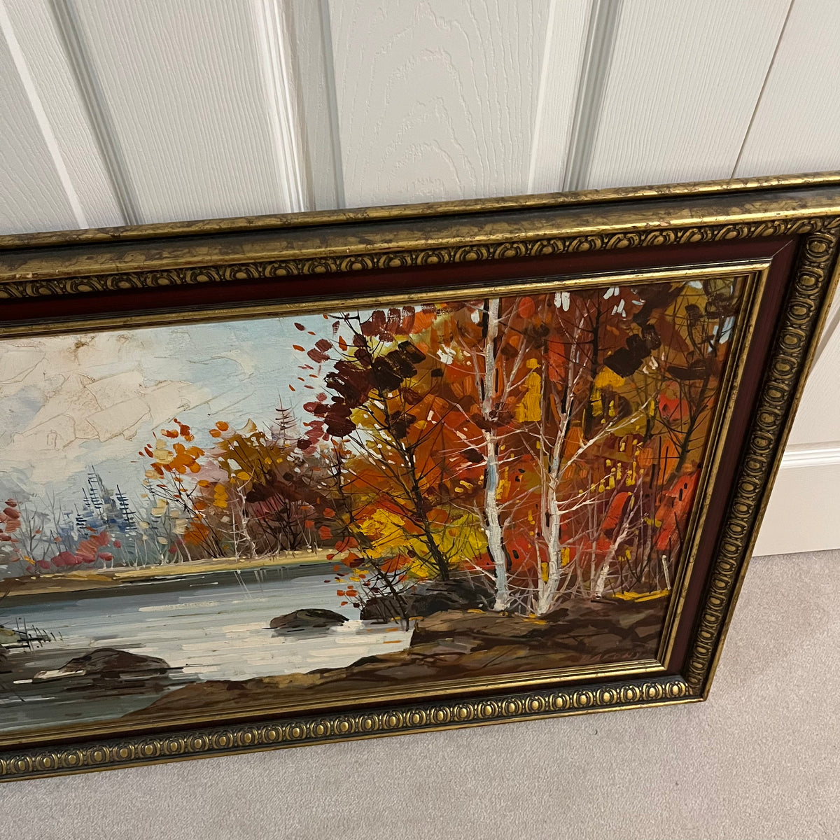 Y306 Vintage framed artwork (nature scene, 26" x 27")