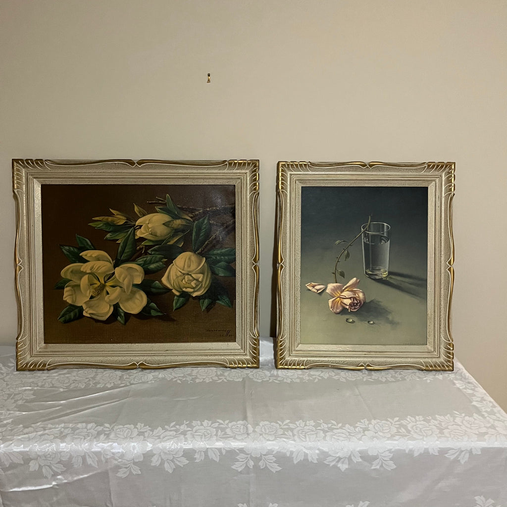 Y315 Set of 2 vintage still life artworks by Tretchiko