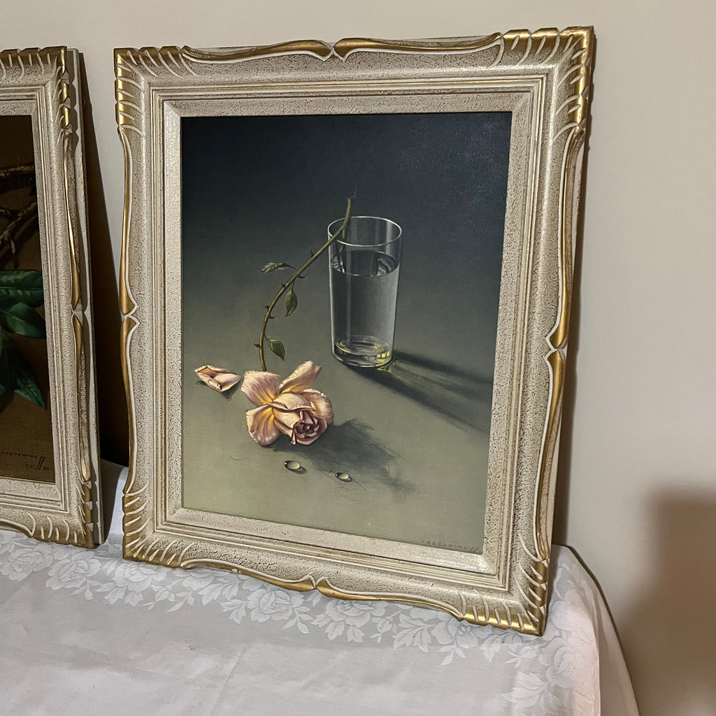Y315 Set of 2 vintage still life artworks by Tretchiko