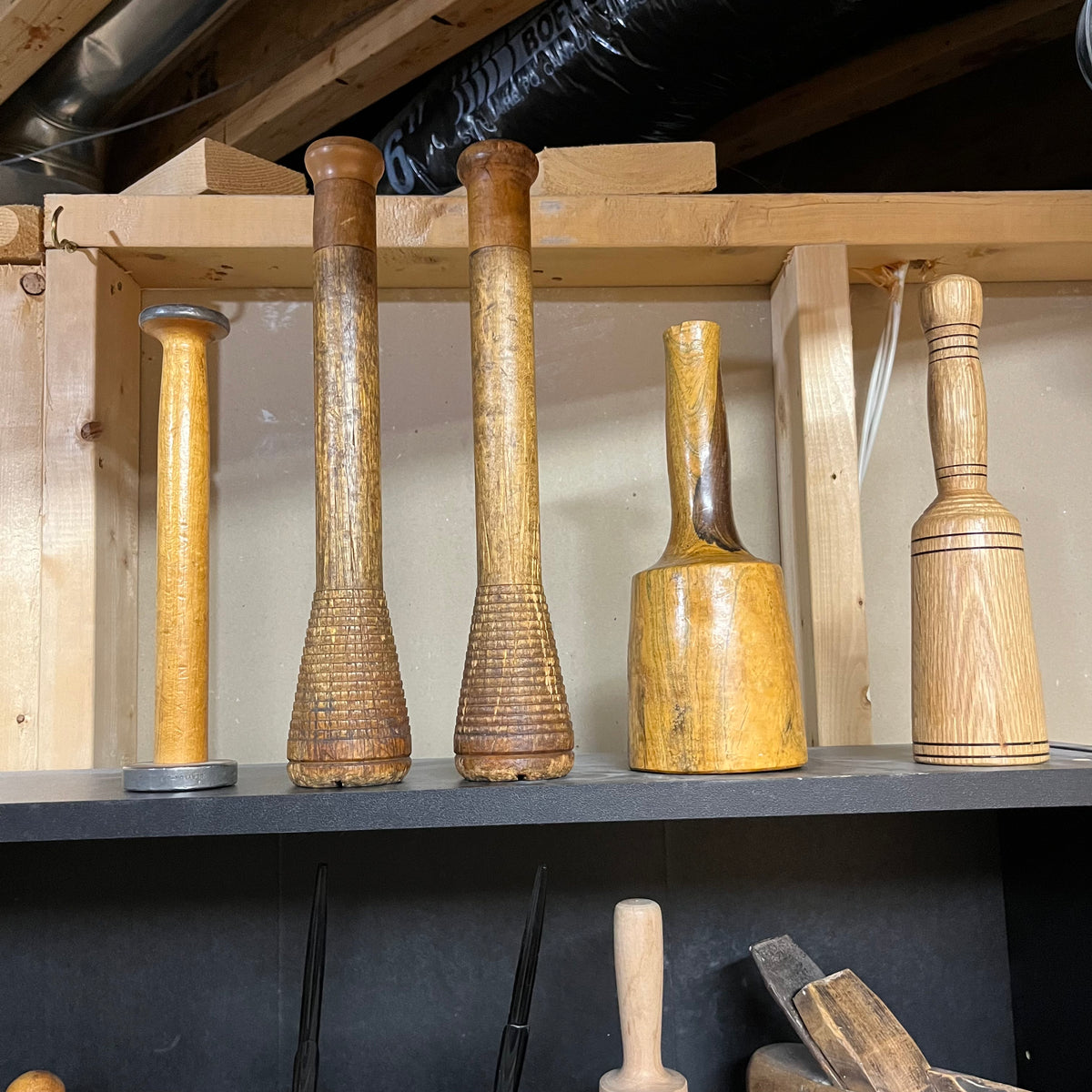 Y330 Antique and vintage Wood and woodworking grouping (Spools and More) ***shelf NOT included