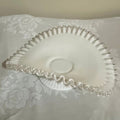 Y357 10" wide Vintage Fenton Silver Crest Milk Glass Banana Boat, Ruffled Edge Bowl