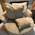 Y340A Oversized Round Chair  in light beige microfibre fabric (spins)