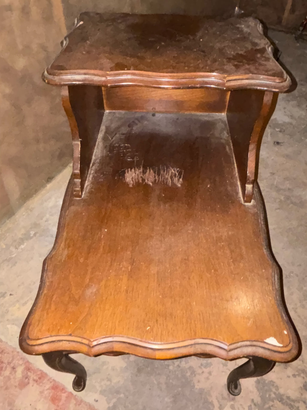 E307 as is Vintage solid wood end table (26" x 17" x 28"