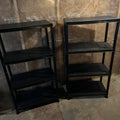 E204 set of 2 black plastic shelving units