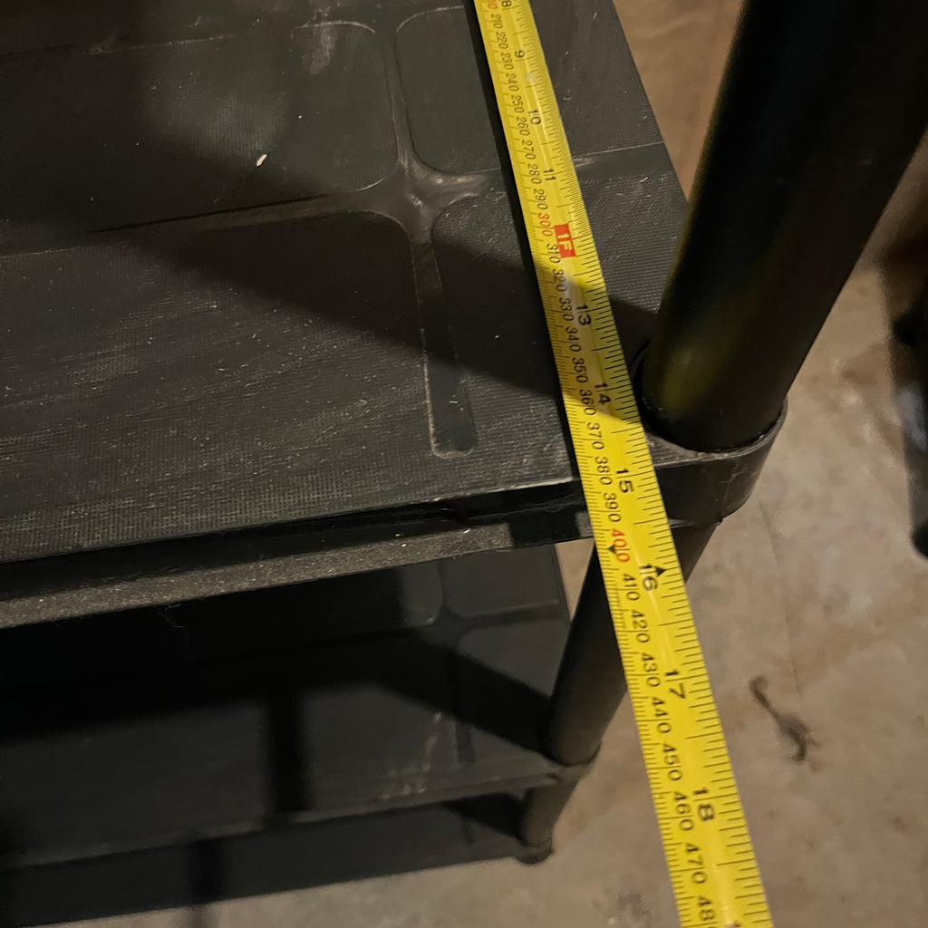 E204 set of 2 black plastic shelving units
