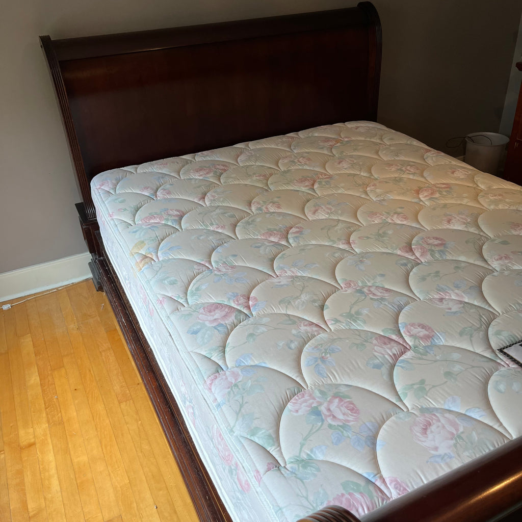E217 Double bed with Solid wood sleigh style frame (scratches on frame)