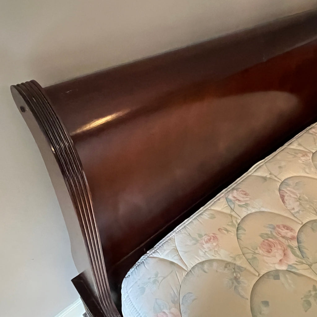 E217 Double bed with Solid wood sleigh style frame (scratches on frame)