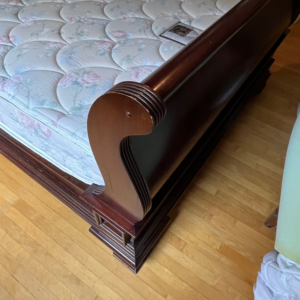 E217 Double bed with Solid wood sleigh style frame (scratches on frame)