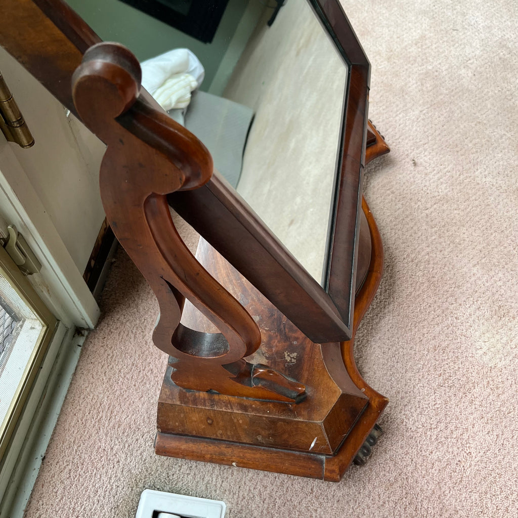 E334 Antique solid wood dressing table mirror (28" tall)