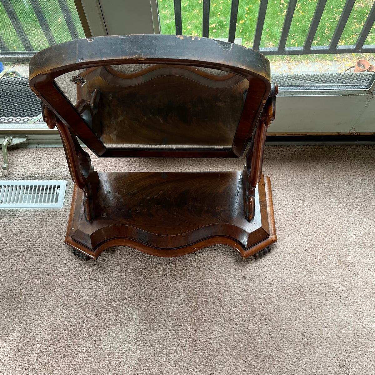 E334 Antique solid wood dressing table mirror (28" tall)