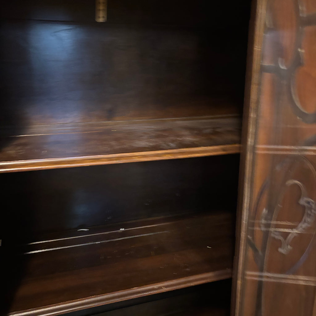 Y132 Vintage solid wood curio cabinet (57” x 40” x 15”)