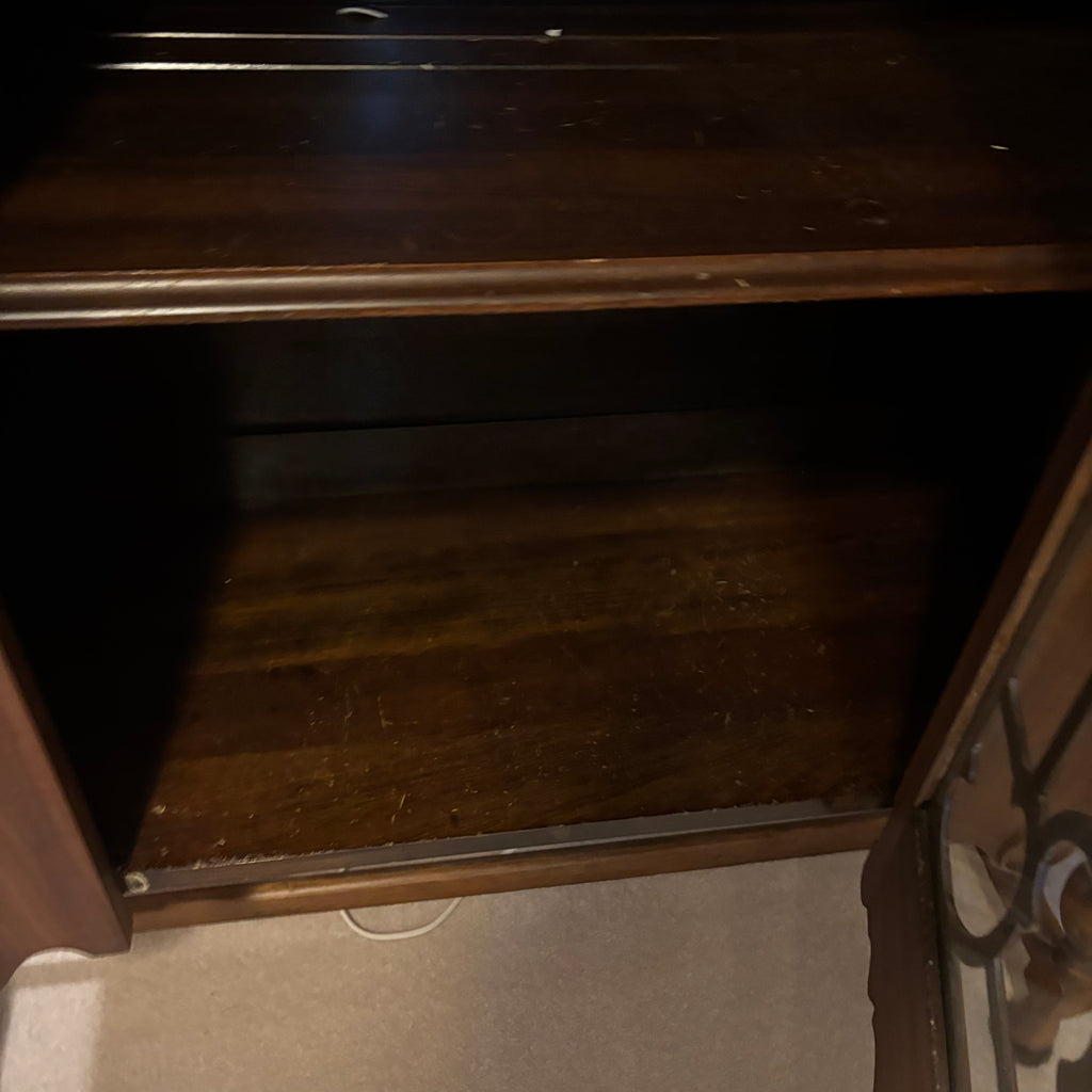Y132 Vintage solid wood curio cabinet (57” x 40” x 15”)